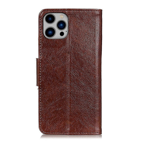 Nappa Texture Leather CaseBrownFor iPhone 16 Pro Max 2
