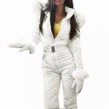 Women's Waterproof Winter Jumpsuit for Outdoor Sports and Skiing ActivitiesWhiteS