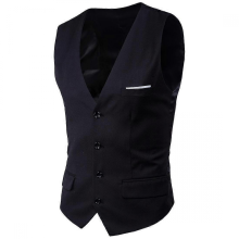 Men's Business Suit Vest Slim Fit Wedding WaistcoatBlackXS