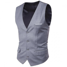 Men's Business Suit Vest Slim Fit Wedding WaistcoatGreyXL
