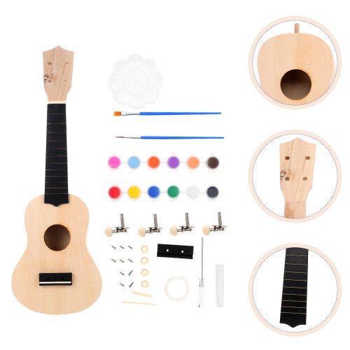 1 satz diy-ukulele-bausatz, handgefertigtes hölzernes set 2