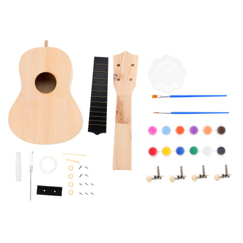 1 satz diy-ukulele-bausatz, handgefertigtes hölzernes set