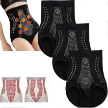 (L, Black) 3pcs Ions Tech Unique Fibre Restoration Shaper, Graphene Honeycomb Vaginal Tighteningbody Shaping Briefs-l