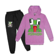 (110-120cm, Purple) Unspeakable Middle-aged Boys And Girls Hoodie Sweater + Trousers Set