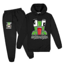 (110-120cm, black) Unspeakable Middle-aged Boys And Girls Hoodie Sweater + Trousers Set