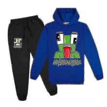 (130-140cm, blue) Unspeakable Middle-aged Boys And Girls Hoodie Sweater + Trousers Set