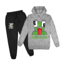 (110-120cm, grey) Unspeakable Middle-aged Boys And Girls Hoodie Sweater + Trousers Set