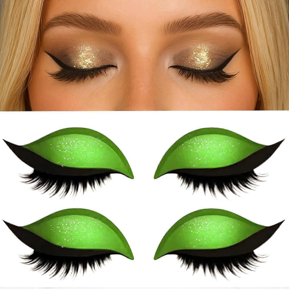 Lazy Eye Shadow Eyelash Patch, Eyeshadow and Lash Sticker, 2-in-1 Reusable Eyeshadow & Eyelash Makeup Stickers, for All Eye Shapes, 2 PairsGreen