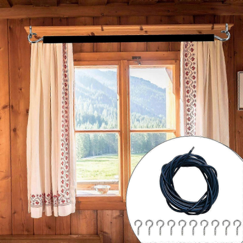 Curtain wire 8m black for hanging curtains with hooks includedMulticolor 1