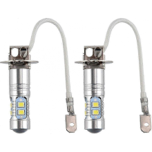 2pcs Super Bright White H3 LED Fog Light Bulbs, 12V-24V DC Headlight Conversion Kit