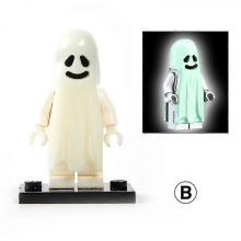 2025 Halloween Series Building Blocks Luminous Smiling Ghost Model Action FiguresWhiteB