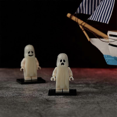 2025 Halloween Series Building Blocks Luminous Smiling Ghost Model Action FiguresWhiteB 1