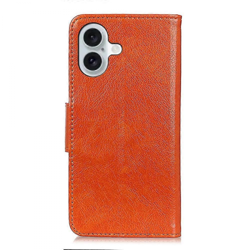 Nappa Texture Leather CaseOrangeFor iPhone 16 Plus 2