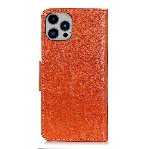 Nappa Texture Leather CaseOrangeFor iPhone 16 Pro Max 2