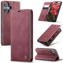CASEME 013 Series For iPhone 16 Case Card Holder Stand Leather Phone CoverRedRed
