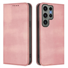 Compatible For Samsung Galaxy S23 Ultra Wallet Cases Retro Texture RFID Leather Phone CoverPink