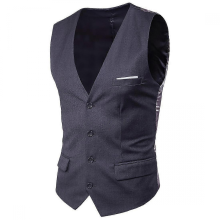 Men's Business Suit Vest Slim Fit Wedding WaistcoatDark GreyXS