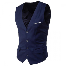 Men's Business Suit Vest Slim Fit Wedding WaistcoatNavy blueS