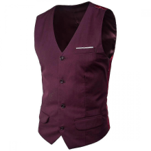 Men's Business Suit Vest Slim Fit Wedding WaistcoatDark RedXL