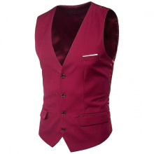 Men's Business Suit Vest Slim Fit Wedding WaistcoatRedS