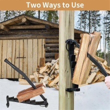 Kindling Splitter for Wood, Wall Mounted Log Splitter Manual Log Splitter in Carbon Steel Hand Log SBlack