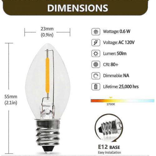 5 Base C7 String Bulbs Christmas Village Light Accessory Cord With 5 Led Light Bulb 1