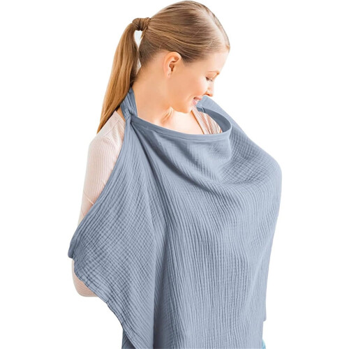Nursing Cover Muslin Cotton Soft Breathable Adjustable Strap Privacy Screen One Size E Standard 2