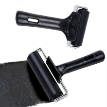 Rubber Roller, Pack of 2, Lino Roller, Black, Hard Rubber Brayer for Block Printing (6 cm, 10 cm)