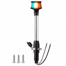 Bow Light LED Boat Navigation Lights Red Green Bi-Color Pole Removable Plug Base 12 InchSilverBlack