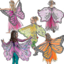 (Only Purple Mask) Butterfly Wings Costume For Girls Children Butterfly Dress Up Wings With Eye Mask
