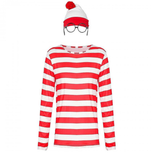 (M, Children) Christmas Cosplay Costume Red Stripe Set V 1