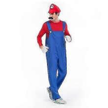 (XL, Red) Adult Mens Super Mario Luigi Bros Fancy Dress Cosplay Costume
