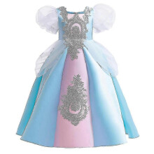 (160) Retro Children's Dress Girls Dress Puff Sleeve Princess Dress