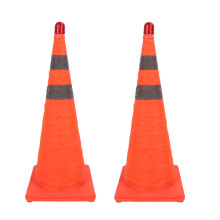 Traffic Cones 70 Cm Orange Foldable Safety Cones With Top Lights For Road Construction And Temporary Traffic Control