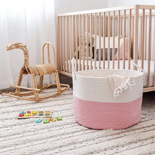 Living And Home Rope Laundry Basket Blanket Toys Storage Hamper Folding Clothes Bin
