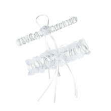 1 paar hochzeitsstrumpfbänder, -beinband mit blumenmuster weiß
