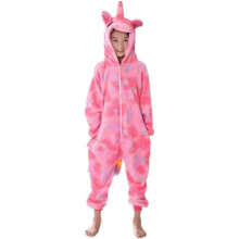 (5-6 Years, C) Kids Girls Star Sky Print Flannel Jumpsuit Cartoon Unicorn Zip Up Hooded Nightwear Sleepwear R