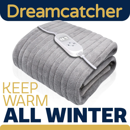 Dreamcatcher Silver Electric Throw Soft Fleece Heated Blanket