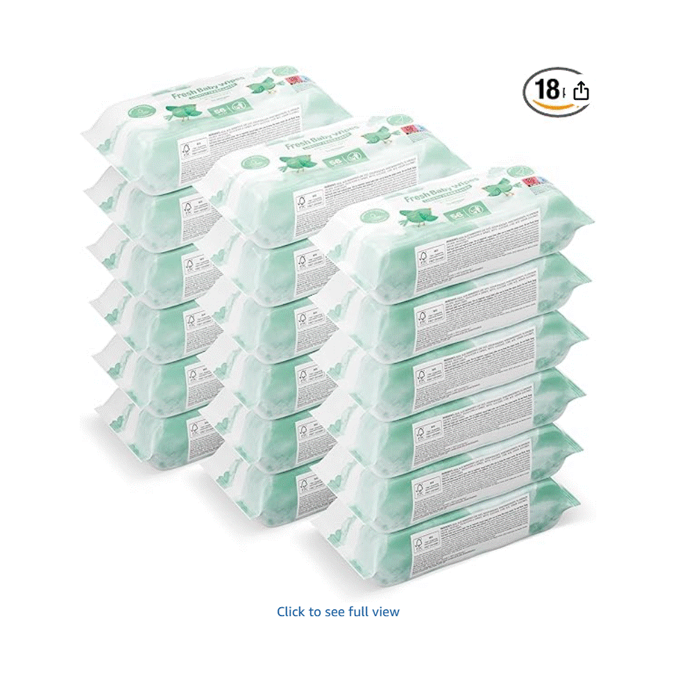 by Amazon Fresh Baby Wipes, 1008 Wipes, 18 Pack of 56, (Previously a Mama Bear brand, same product)