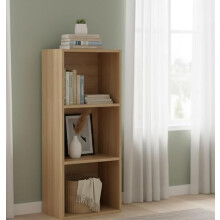 3-Tier Wooden Bookcase Shelf Unit Oak 80x30.5x24Cm