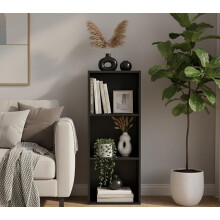 3-Tier Wooden Bookcase Shelf Unit Black 80x30x24Cm