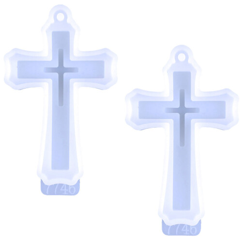 2pcs silicone cross necklace pendant mold for epoxy casting
