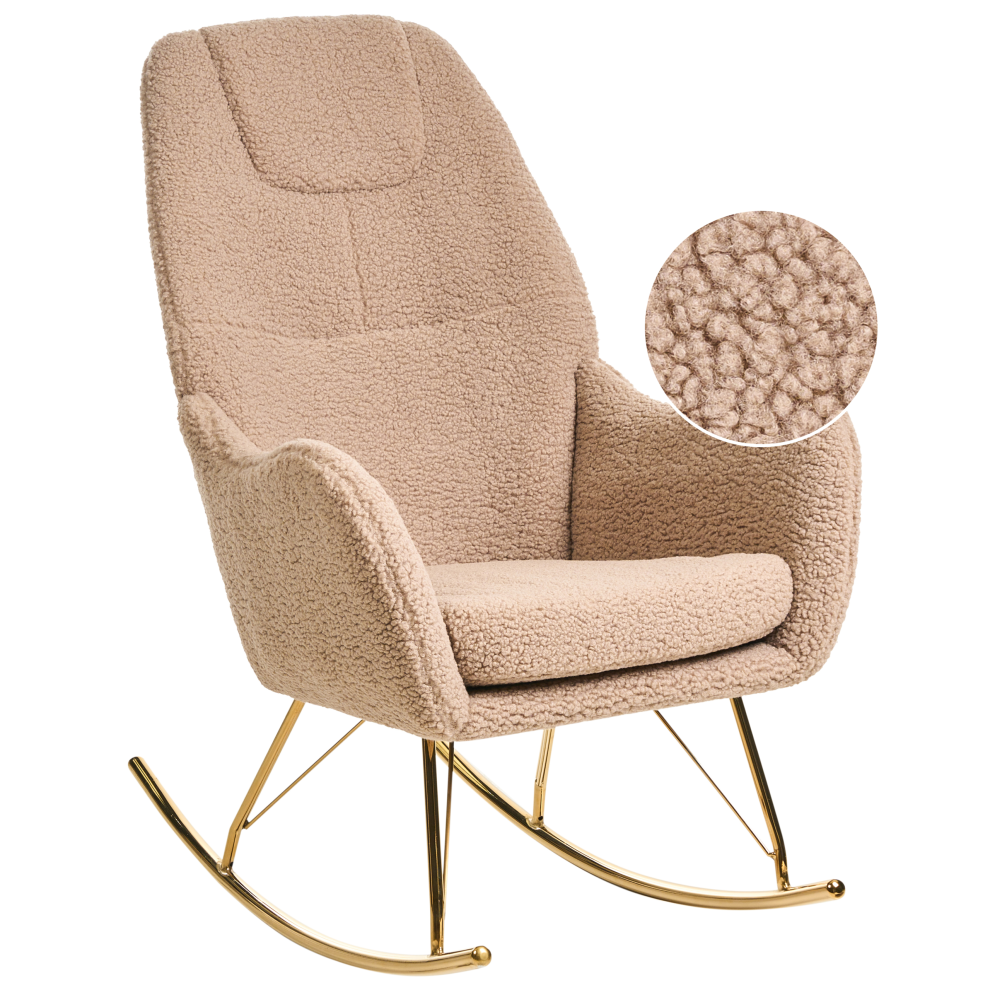 Beliani Rocking Chair Gulsele Boucle Beige