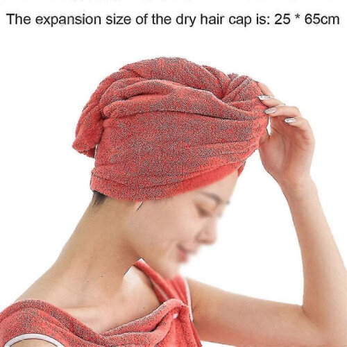 (red) 2pcs Microfiber Hair Towel Wrap For Women V 1