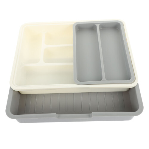 household tableware storage box with multi-grid cutlery organizer set 2