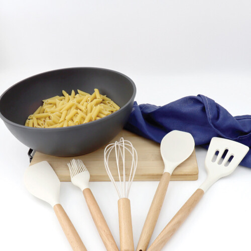 5pc Silicone Utensil Set  White Non Stick 1