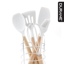 5pc Silicone Utensil Set  White Non Stick