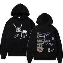 (XXXL) Rapper Drake For All The Dogs Letter Hoodie Men's Hip Hop Vintage Pullover Sweatshirt Fashion Casual Oversized Hooded Streetwear Black K
