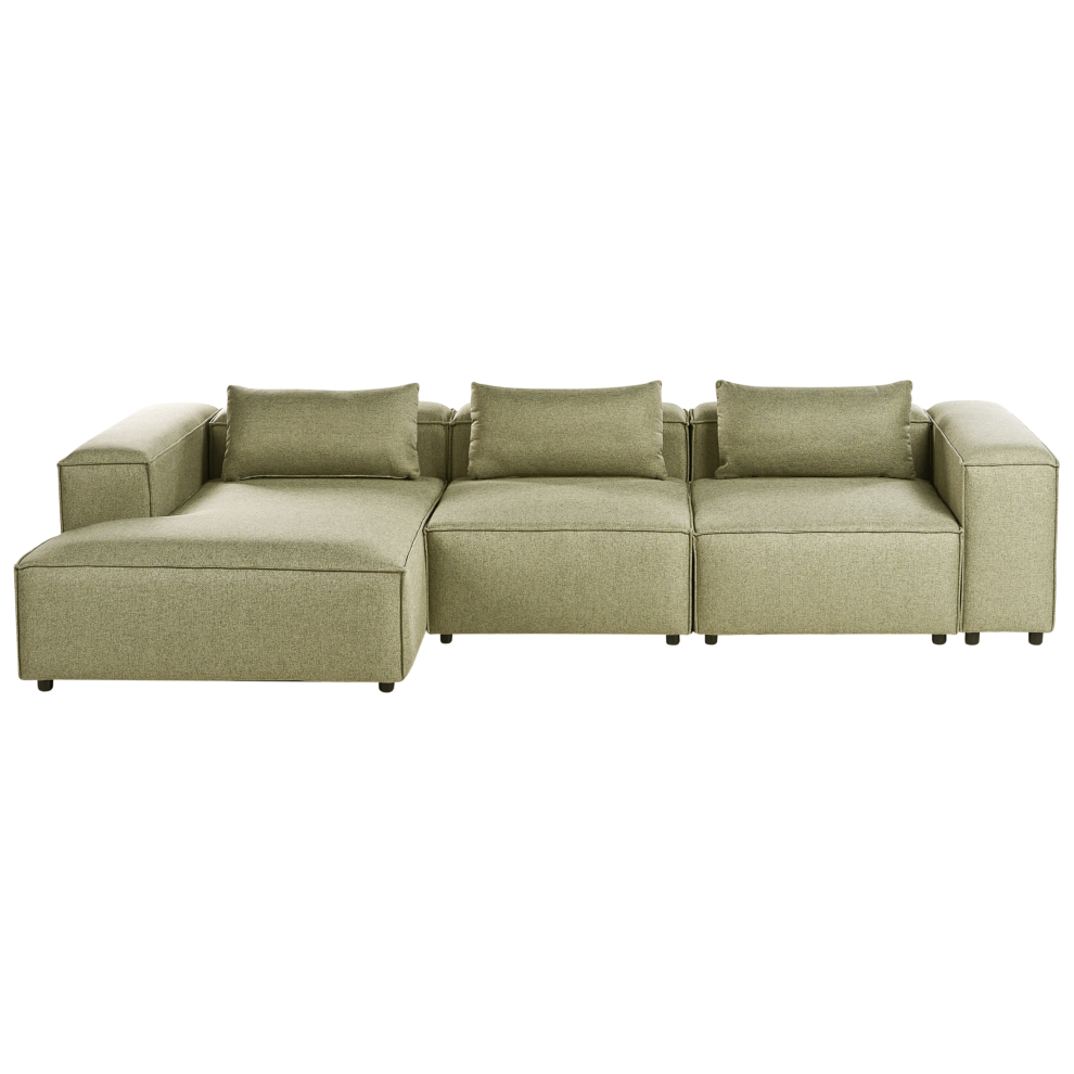 Modular Corner Sofa 4 Seater BRANDE Light Green Right Hand