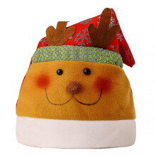 (E) Christmas Hat Cute Cartoon Stretchy Plush Ball Snowman Elk Santa Claus Hat Party Supplies